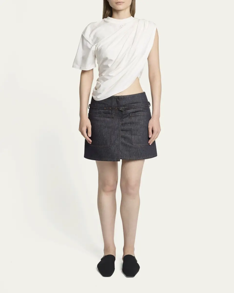 Courreges Asymmetric Twisted Crop T-Shirt | Thumbnail 2 Courreges Asymmetric Twisted Crop T-Shirt | Thumbnail 2