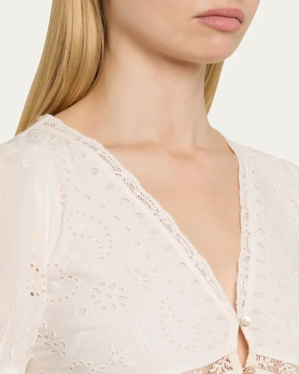 LoveShackFancy Tarragon Broderie Anglaise Midi Dress | Thumbnail 5