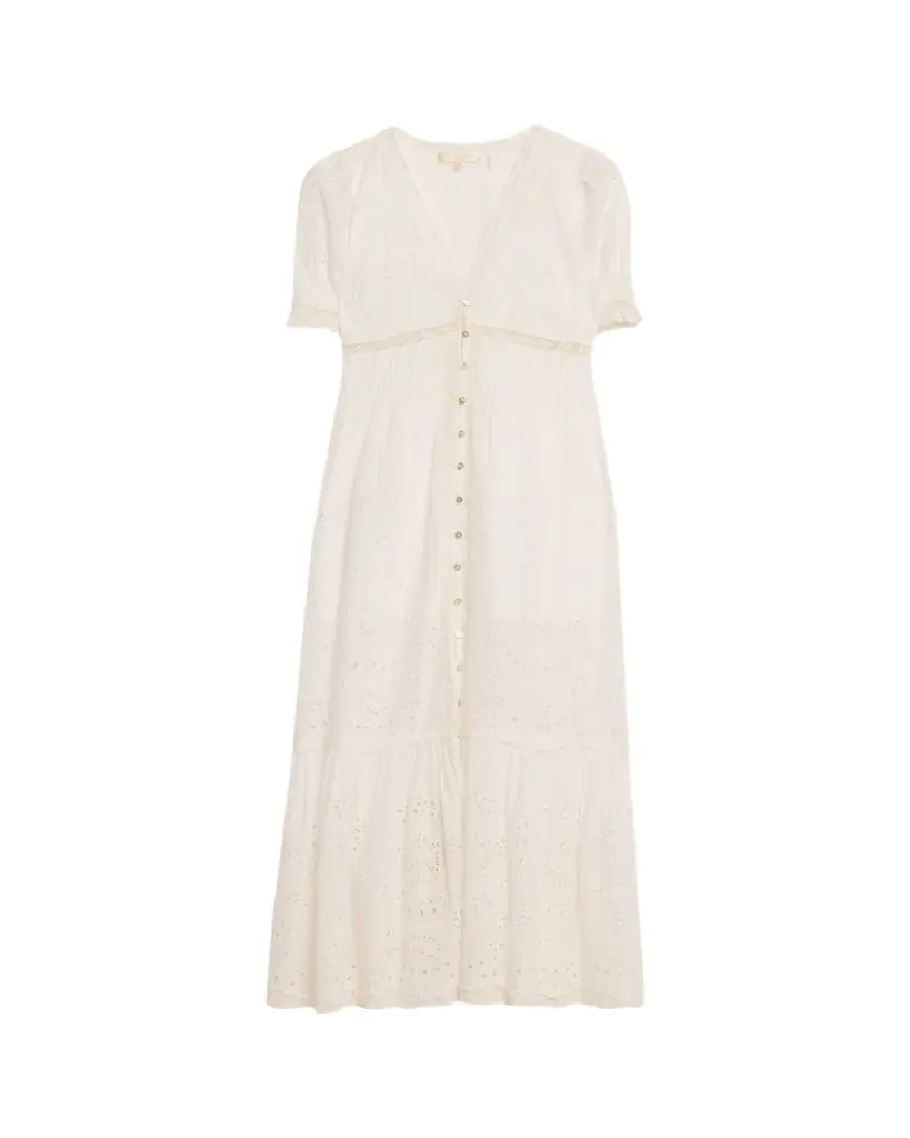LoveShackFancy Tarragon Broderie Anglaise Midi Dress