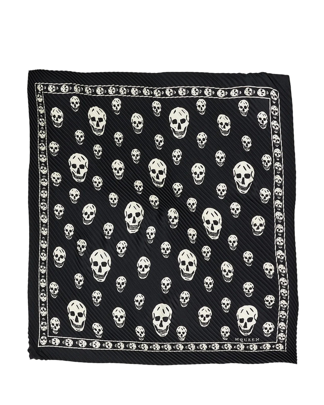 Alexander McQueen Pleated Silk Skull Scarf