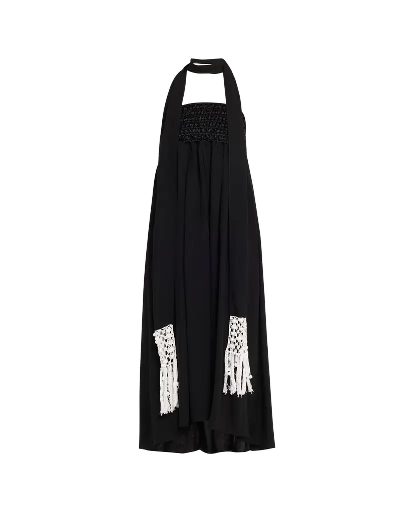 Maria McManus Macrame Scarf Empire-Waist Gown
