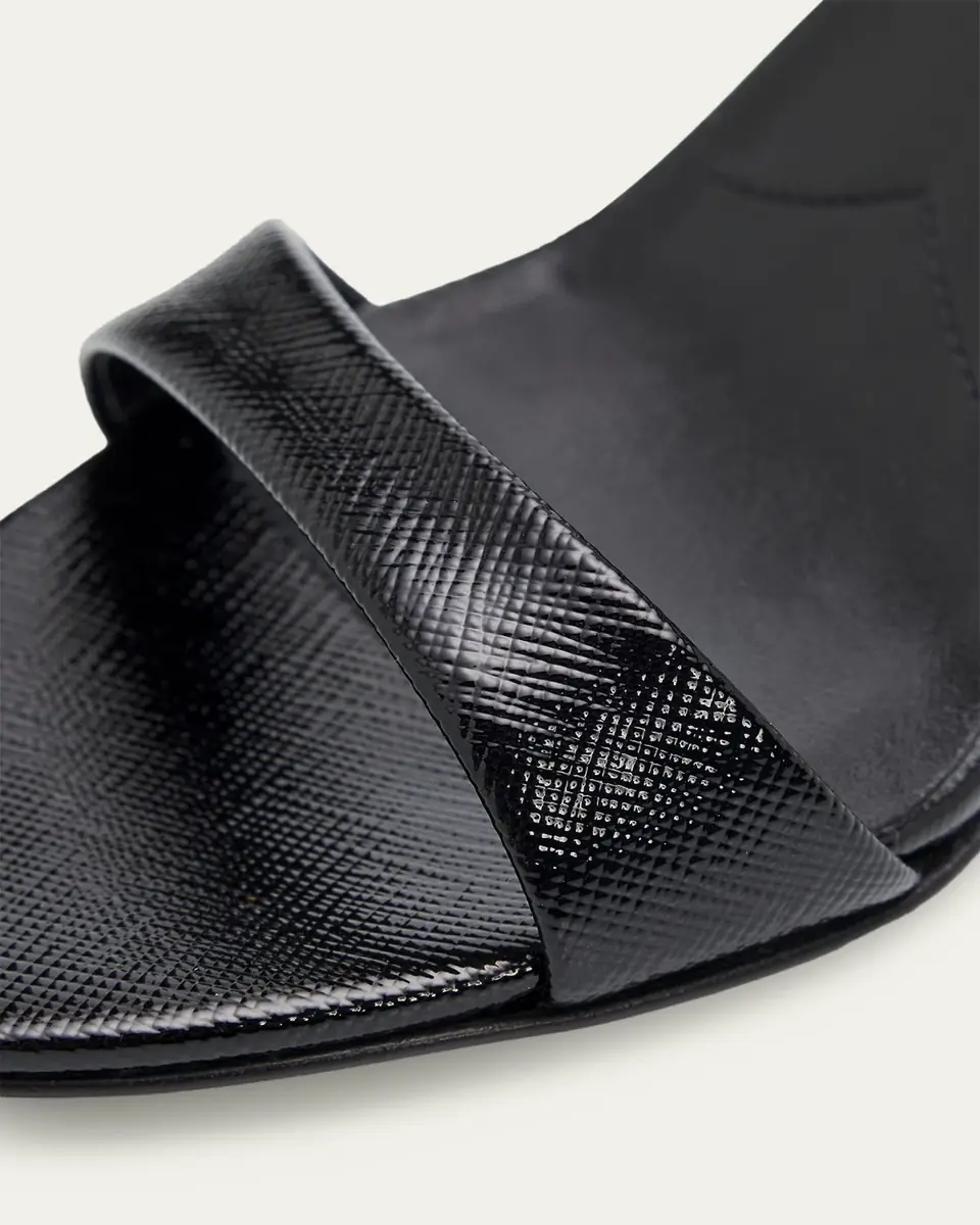 Prada 85mm Vernice Saffiano Leather Ankle-Strap Sandals | Thumbnail 3