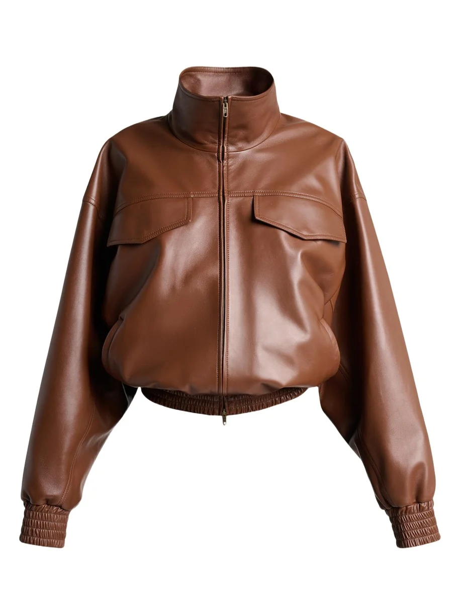 High-Collar Leather Blouson Jacket High-Collar Leather Blouson Jacket