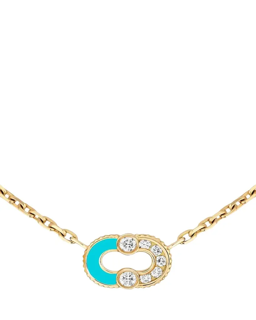 Viltier Magnetic Semi 18K Yellow Gold, Turquoise & 0.26 TCW Diamond Pendant Necklace | Image 1 Viltier Magnetic Semi 18K Yellow Gold, Turquoise & 0.26 TCW Diamond Pendant Necklace | Image 1