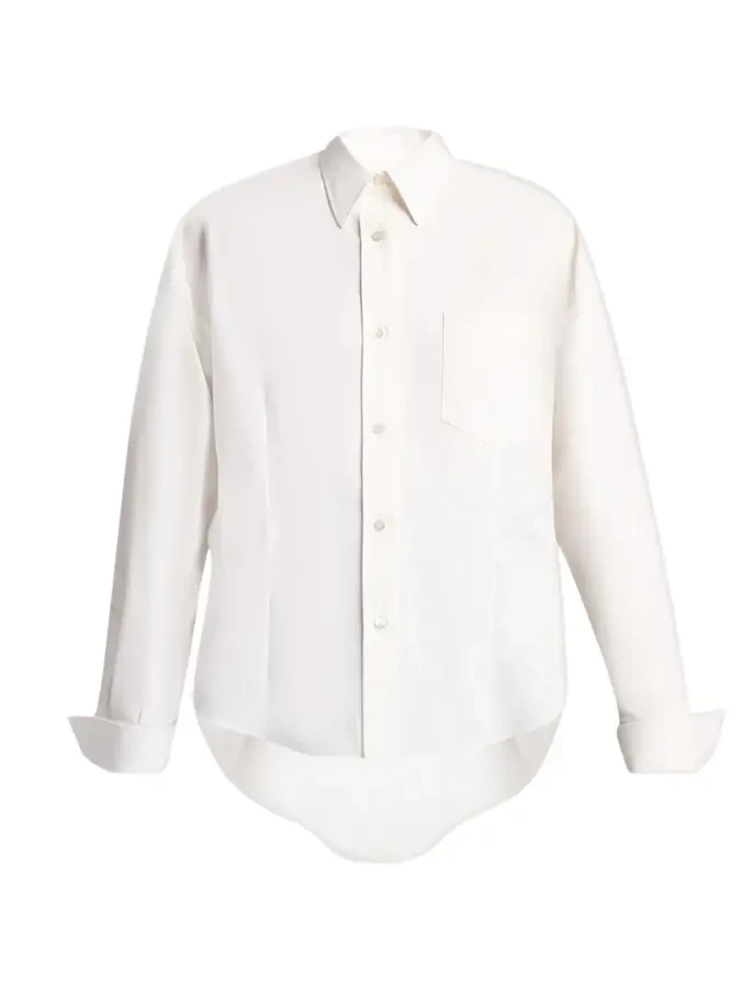 Organdi Cotton-Silk Poplin Cocoon Collared Shirt