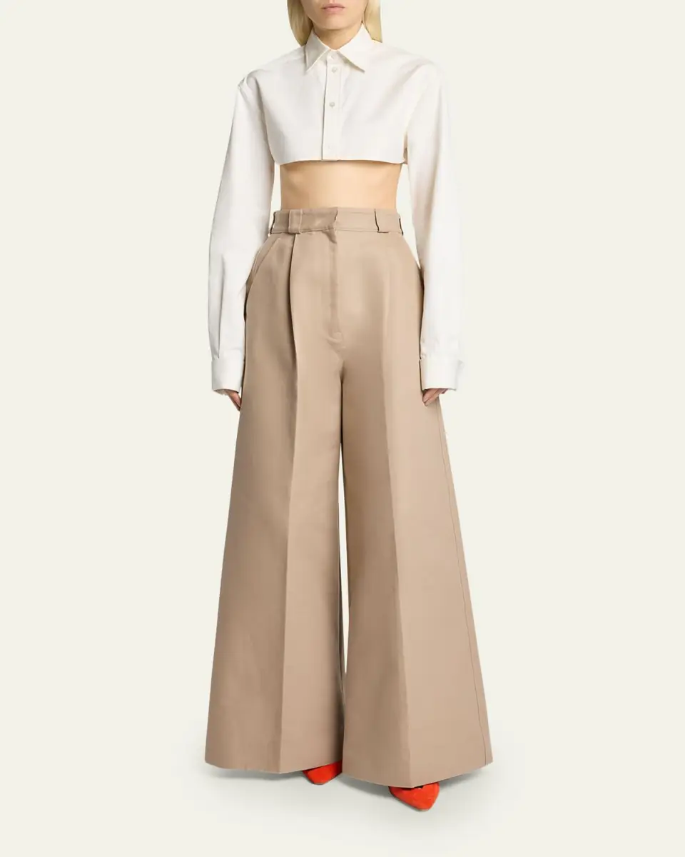 Balenciaga Organdi Cotton-Silk Poplin Crop Collared Shirt | Thumbnail 2