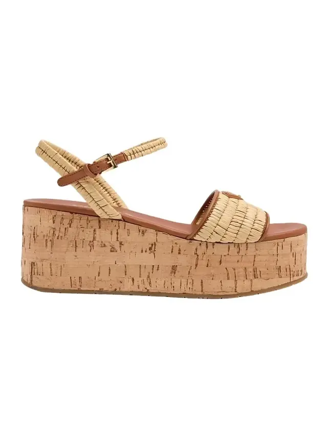 75mm Triangle Logo Raffia Platform Sandals 75mm Triangle Logo Raffia Platform Sandals