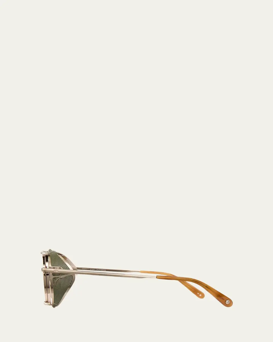 Garrett Leight Men's Ocampo Metal Round Sunglasses with Side Shields | Thumbnail 3 Garrett Leight Men's Ocampo Metal Round Sunglasses with Side Shields | Thumbnail 3