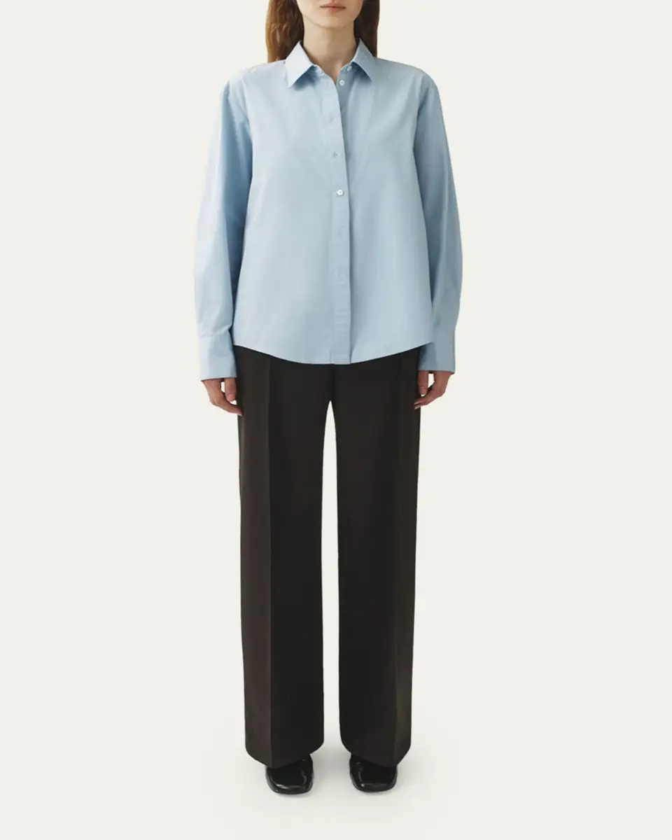 Attersee Slub Cotton Poplin Button-Down Cocoon Shirt | Thumbnail 2
