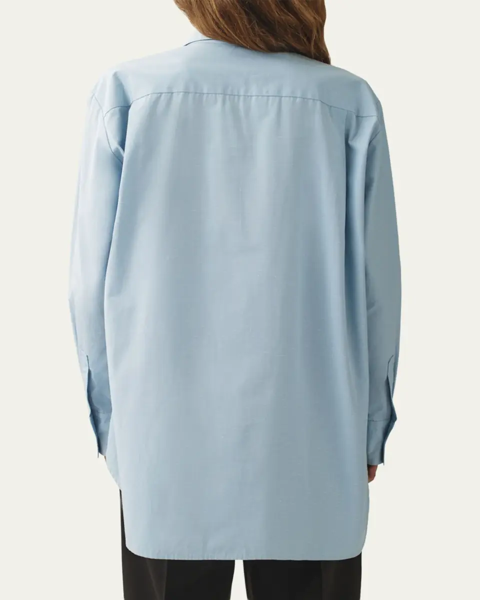 Attersee Slub Cotton Poplin Button-Down Cocoon Shirt | Thumbnail 3