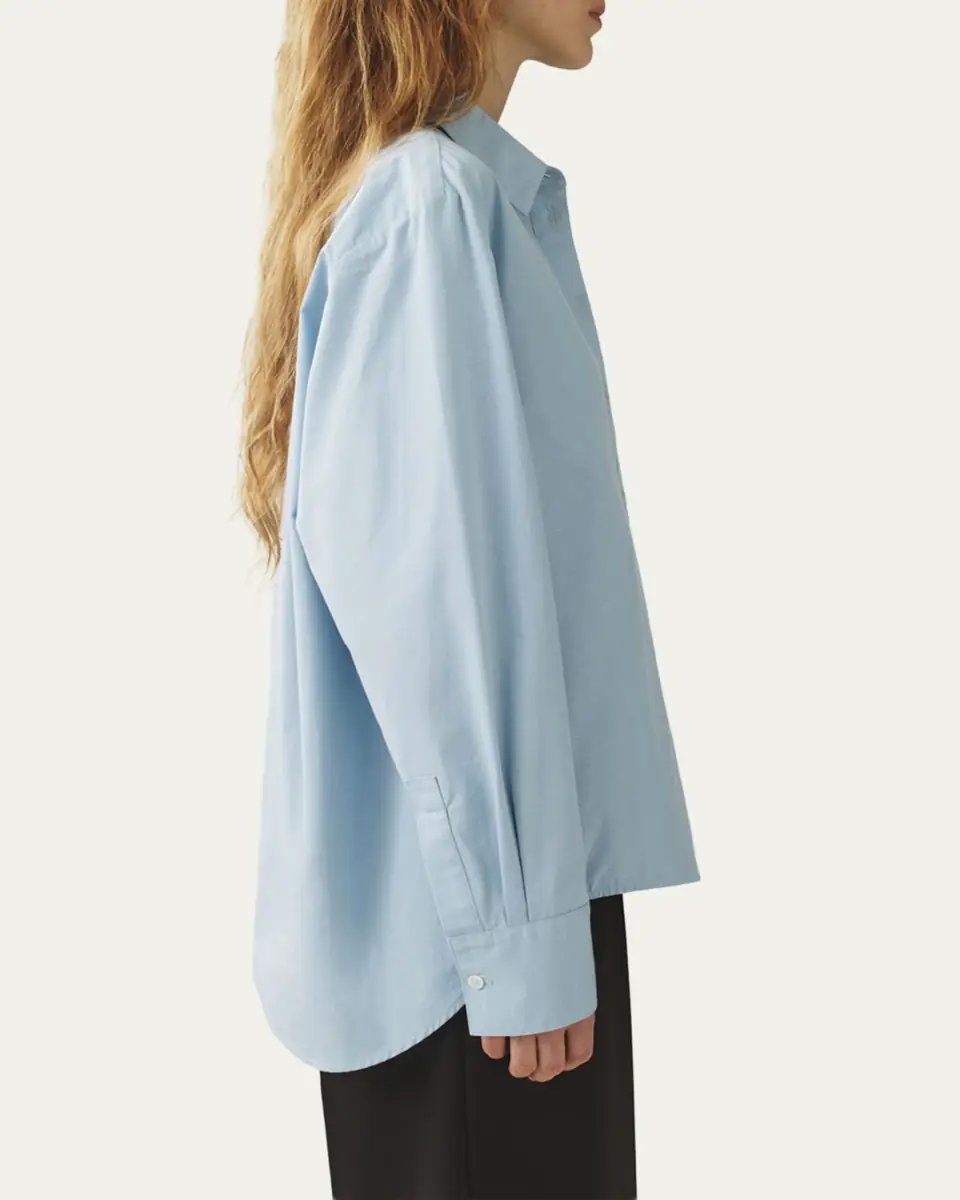Attersee Slub Cotton Poplin Button-Down Cocoon Shirt | Thumbnail 4