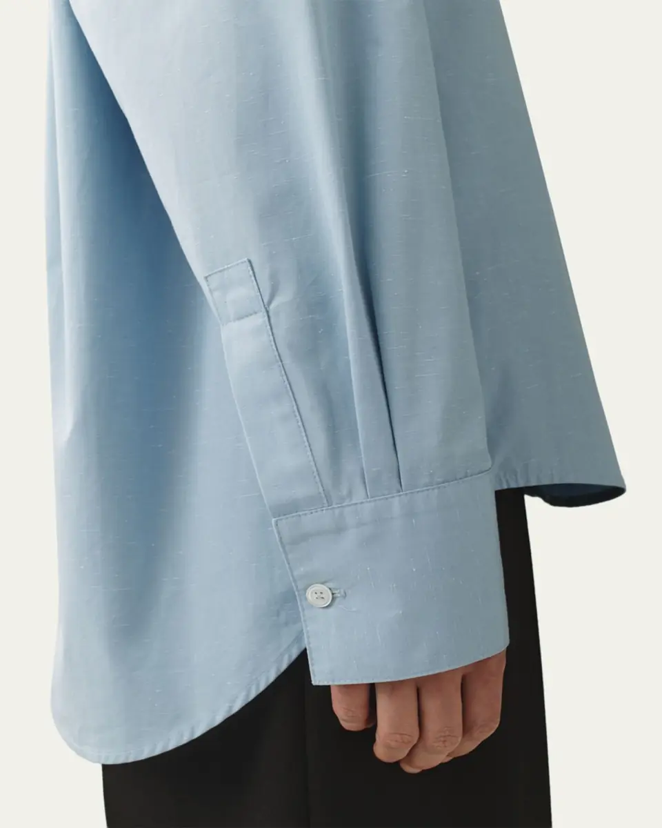 Attersee Slub Cotton Poplin Button-Down Cocoon Shirt | Thumbnail 5