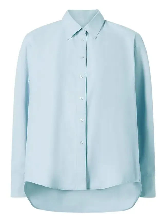 Slub Cotton Poplin Button-Down Cocoon Shirt