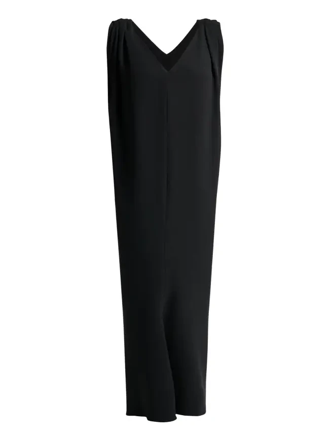 Sleeveless Silk-Wool Crepe Sack Maxi Dress
