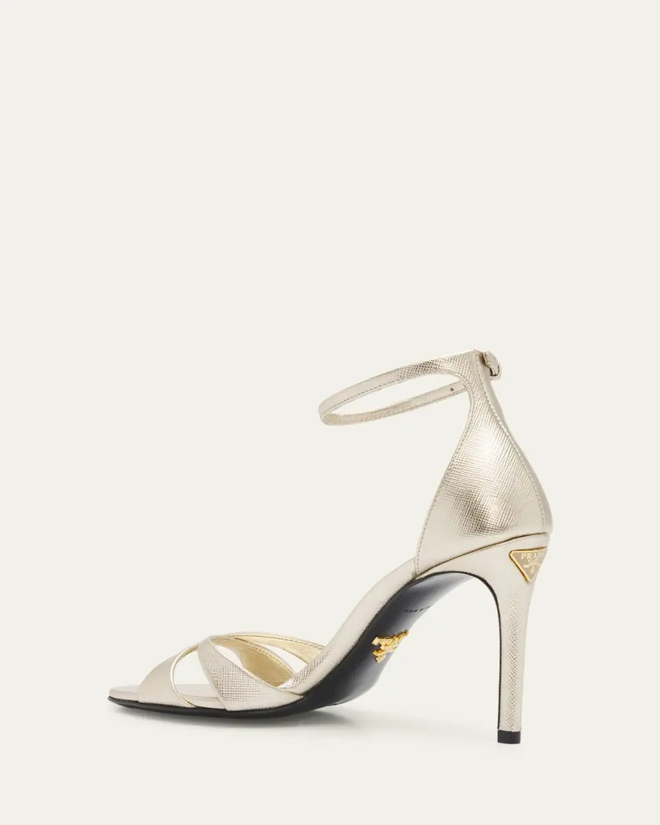 Prada 95mm Vernice Saffiano Leather Ankle-Strap Sandals | Thumbnail 2 Prada 95mm Vernice Saffiano Leather Ankle-Strap Sandals | Thumbnail 2