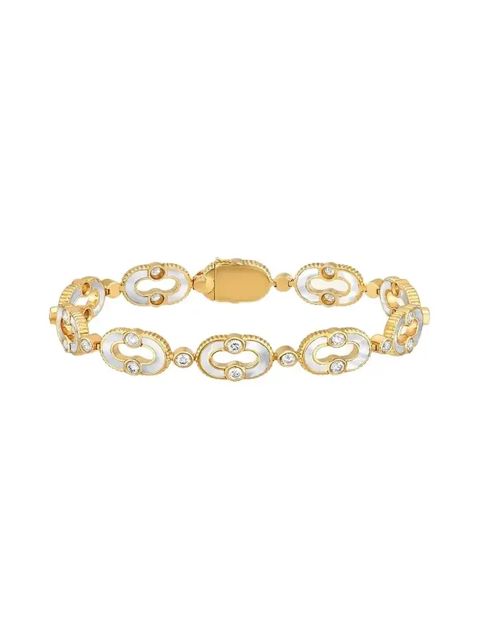 Magnetic Enchainée 18K Yellow Gold, Mother-Of-Pearl & 1.89 TCW Diamond Bracelet