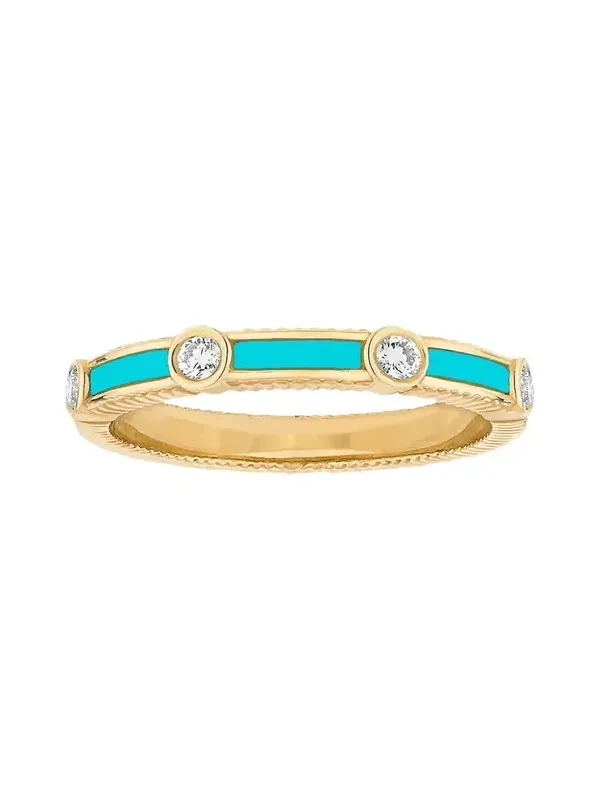 Rayon 18K Yellow Gold, Turquoise & 0.23 TCW Diamond Ring