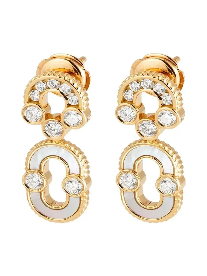 18K Gold Magnetic Solo Diamond and MOP Earrings 18K Gold Magnetic Solo Diamond and MOP Earrings