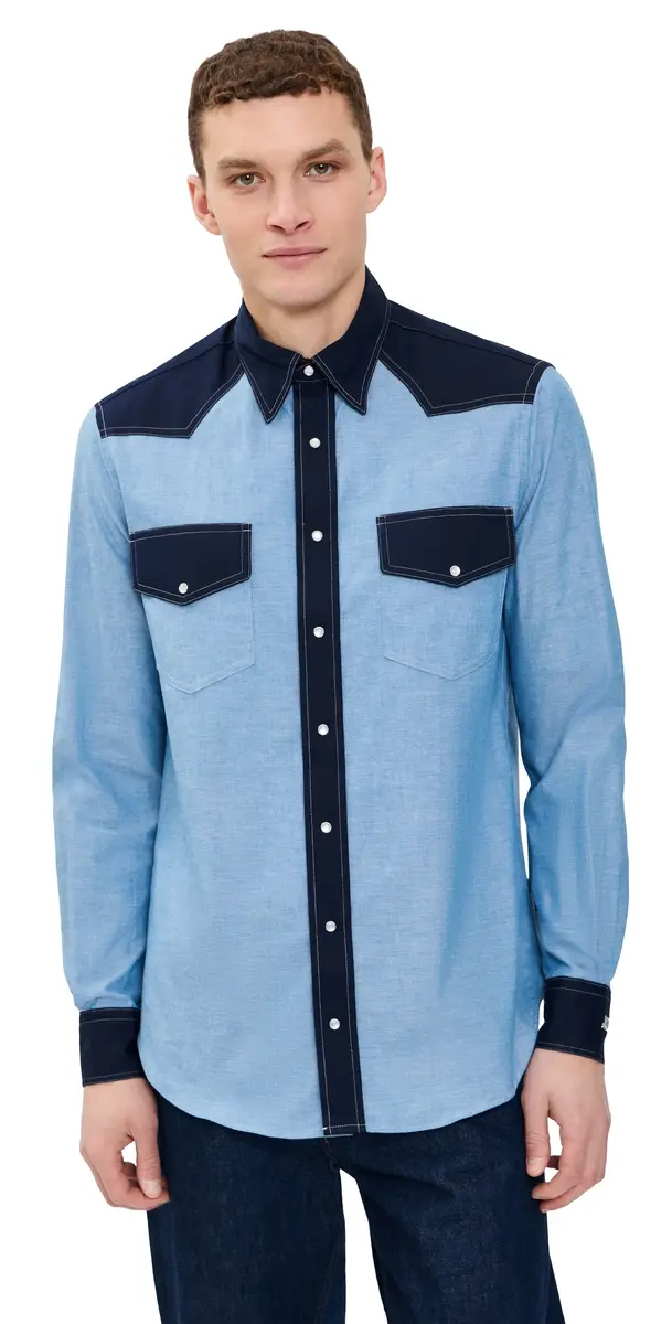Nicholas Daley Western Shirt Navy | Image 1 Nicholas Daley Western Shirt Navy | Image 1