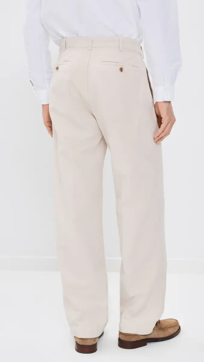 Knickerbocker Canal Pleated Twill Cotton and Linen Pants Birch | Thumbnail 3