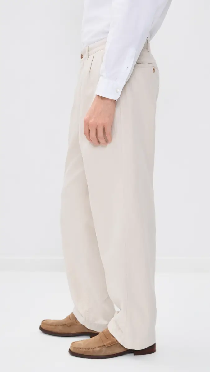 Knickerbocker Canal Pleated Twill Cotton and Linen Pants Birch | Thumbnail 4