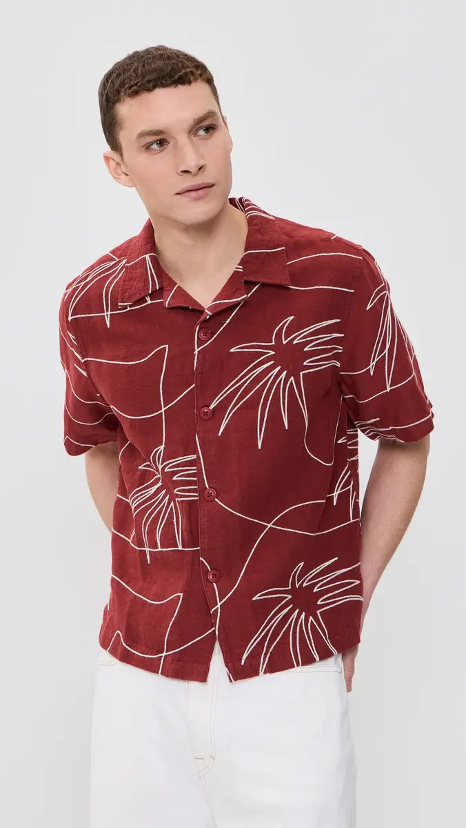 Far Afield Veloso Embroidered Linen Palm Shirt | Thumbnail 2 Far Afield Veloso Embroidered Linen Palm Shirt | Thumbnail 2