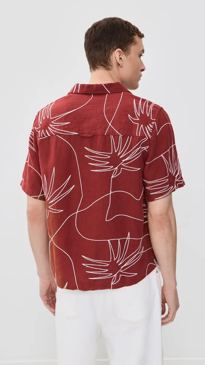 Far Afield Veloso Embroidered Linen Palm Shirt | Thumbnail 3 Far Afield Veloso Embroidered Linen Palm Shirt | Thumbnail 3