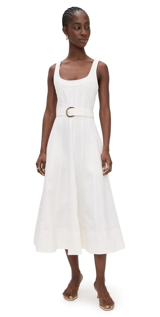 Cinq à Sept White Denim Cambree Dress White | Image 1 Cinq à Sept White Denim Cambree Dress White | Image 1