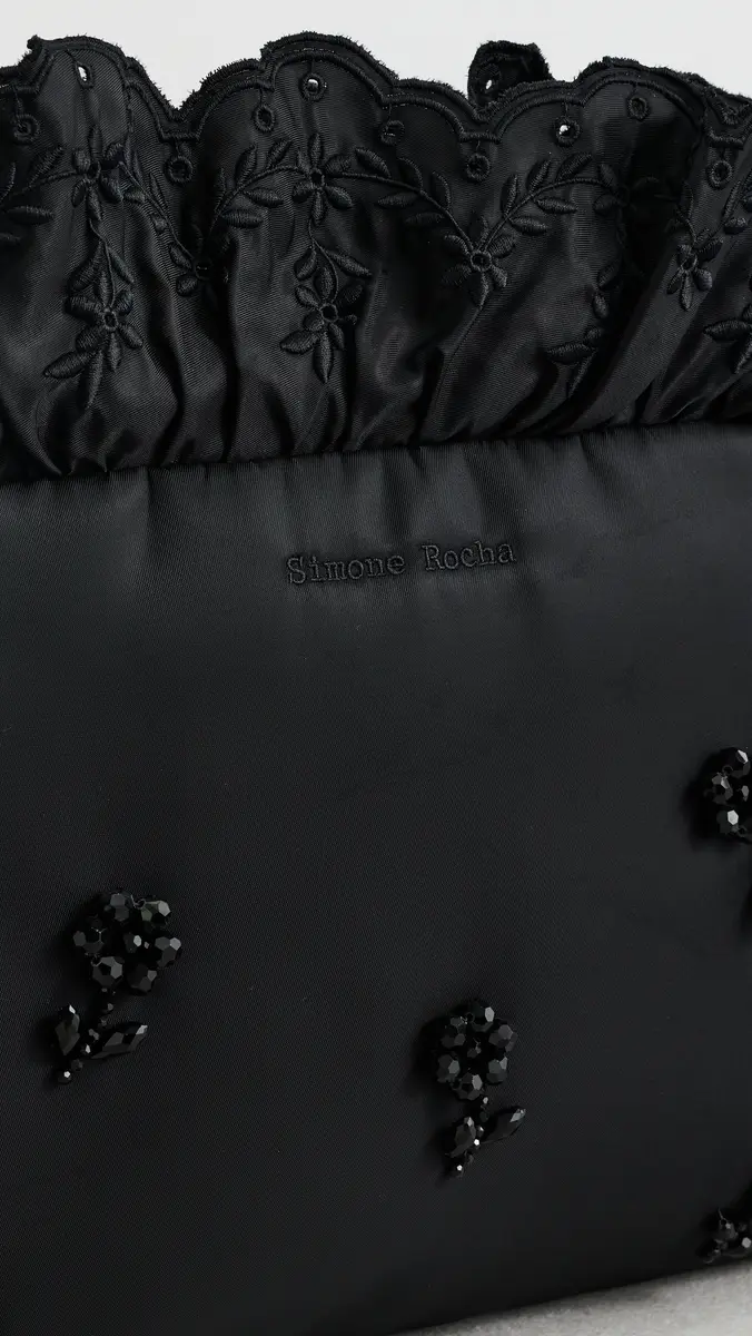 Simone Rocha Pillowcase Embroidered Clutch Bag Black/Jet One Size | Thumbnail 6 Simone Rocha Pillowcase Embroidered Clutch Bag Black/Jet One Size | Thumbnail 6
