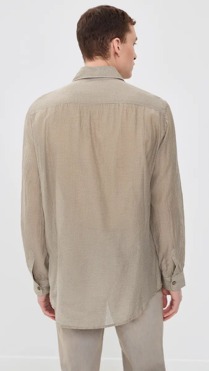 Our Legacy Cotton Silk Plough Shirt Hazel Grid Cloud Cotton Silk | Thumbnail 3