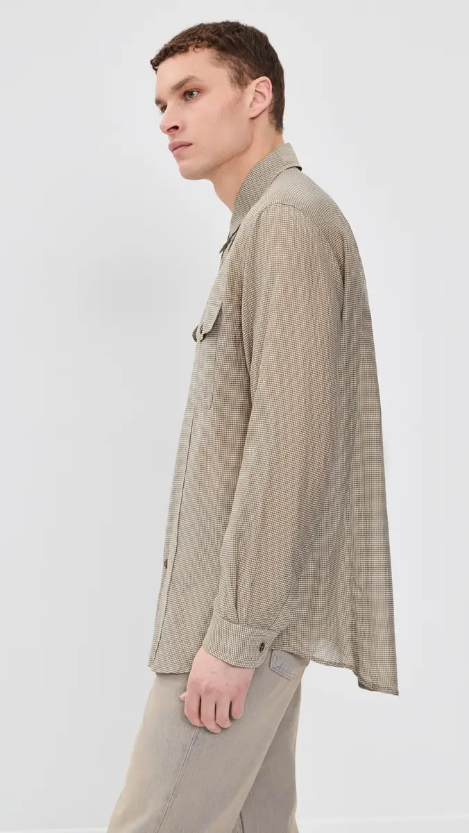 Our Legacy Cotton Silk Plough Shirt Hazel Grid Cloud Cotton Silk | Thumbnail 4