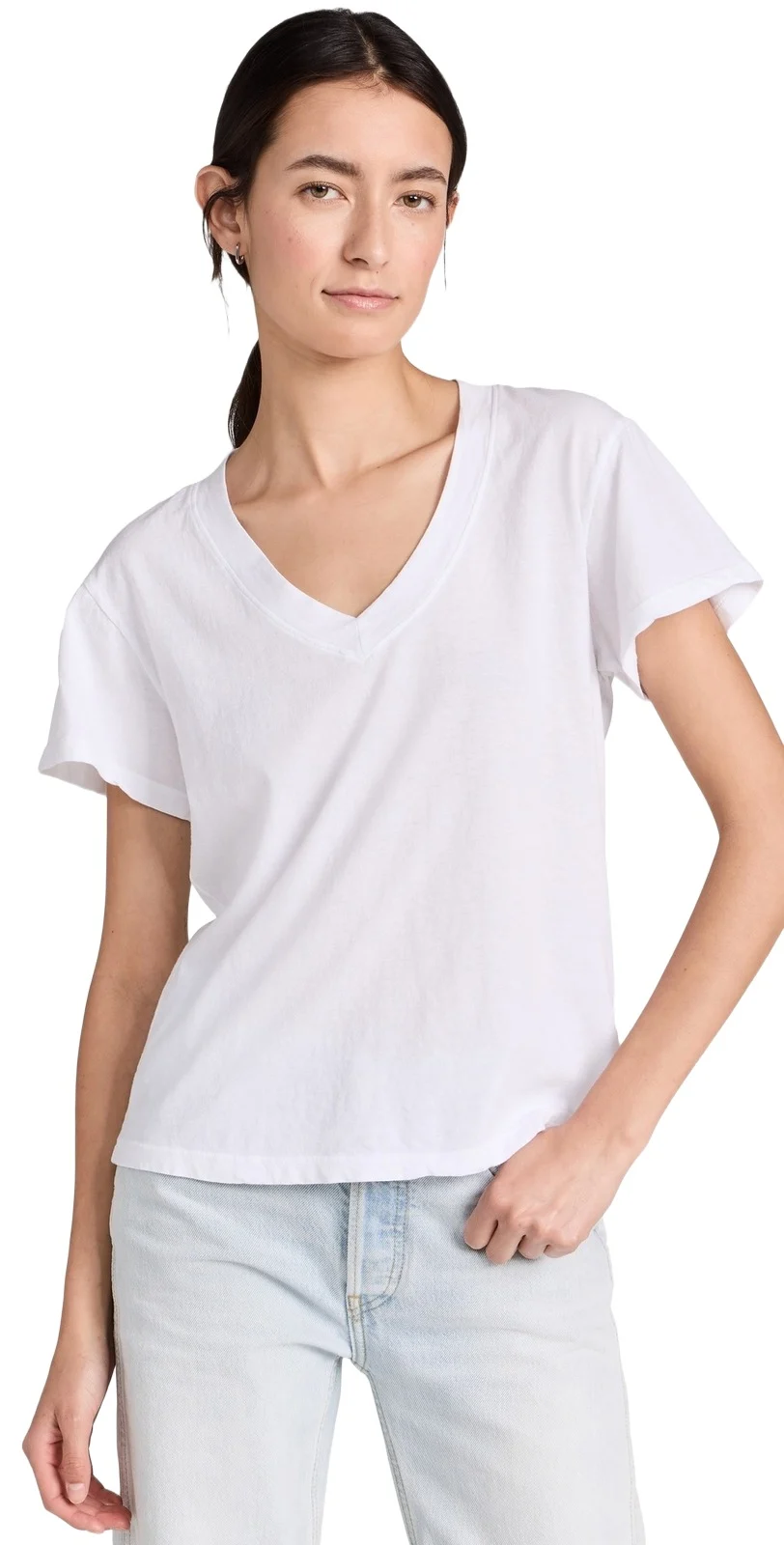 Hendrix Cotton Boxy V Neck Tee Hendrix Cotton Boxy V Neck Tee