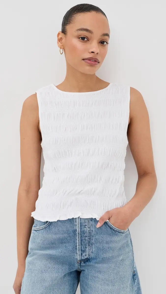 Madewell Smocked Boat Neck Tank | Thumbnail 2 Madewell Smocked Boat Neck Tank | Thumbnail 2