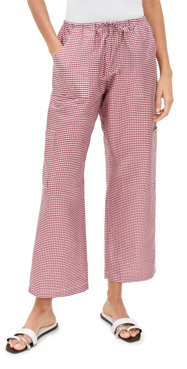DONNI. The Taffeta Gingham Drawstring Cargo Pants Bell Pepper | Image 1 DONNI. The Taffeta Gingham Drawstring Cargo Pants Bell Pepper | Image 1