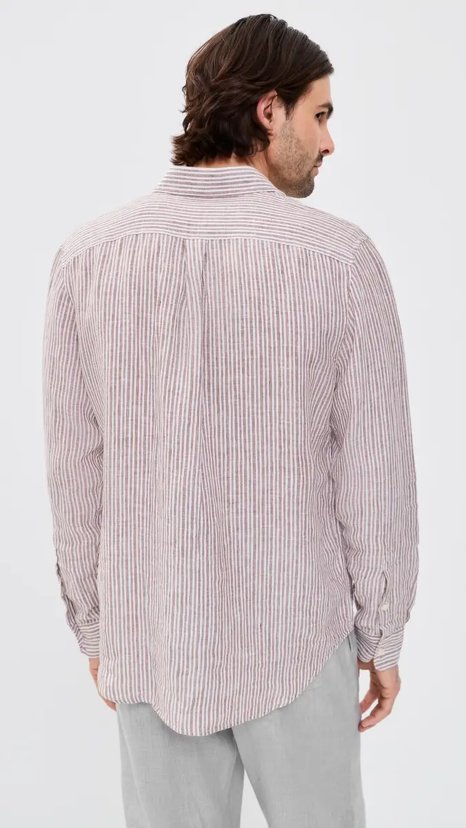 Frescobol Carioca Telles Linen Striped Shirt Caramel | Thumbnail 3 Frescobol Carioca Telles Linen Striped Shirt Caramel | Thumbnail 3