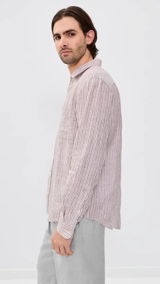 Frescobol Carioca Telles Linen Striped Shirt Caramel | Thumbnail 4 Frescobol Carioca Telles Linen Striped Shirt Caramel | Thumbnail 4