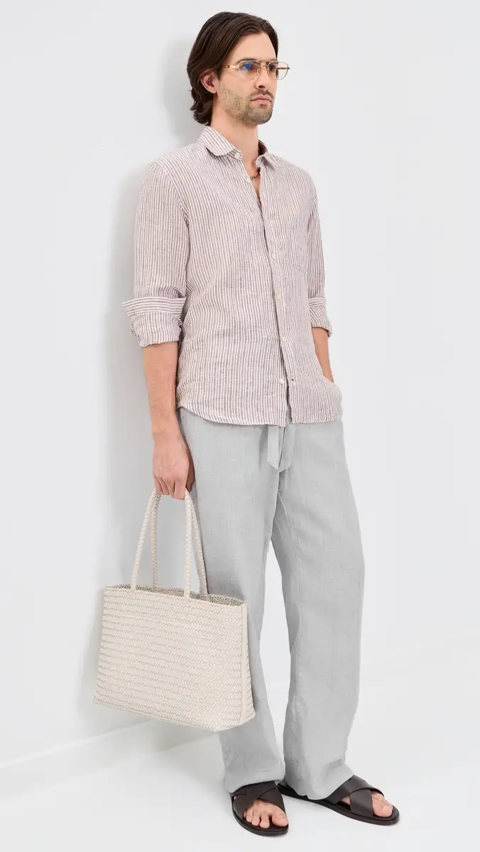 Frescobol Carioca Telles Linen Striped Shirt Caramel | Thumbnail 5 Frescobol Carioca Telles Linen Striped Shirt Caramel | Thumbnail 5