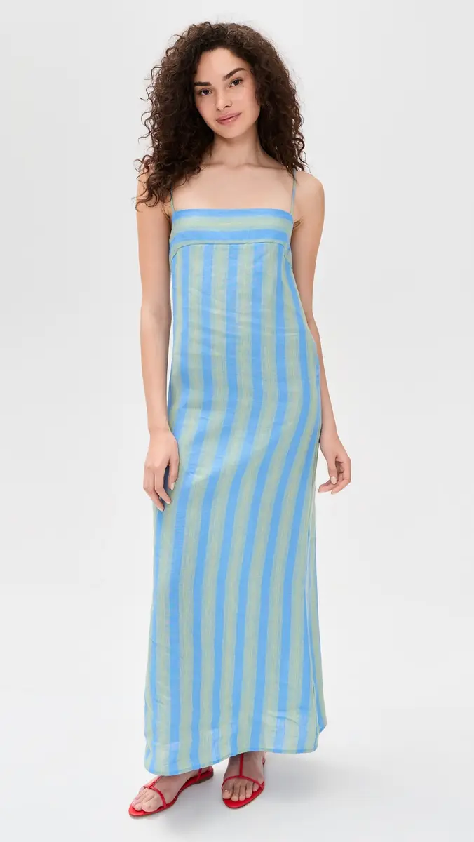 STAUD Laura Linen Dress eaport Stripe | Thumbnail 2