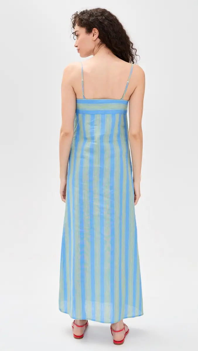STAUD Laura Linen Dress eaport Stripe | Thumbnail 3