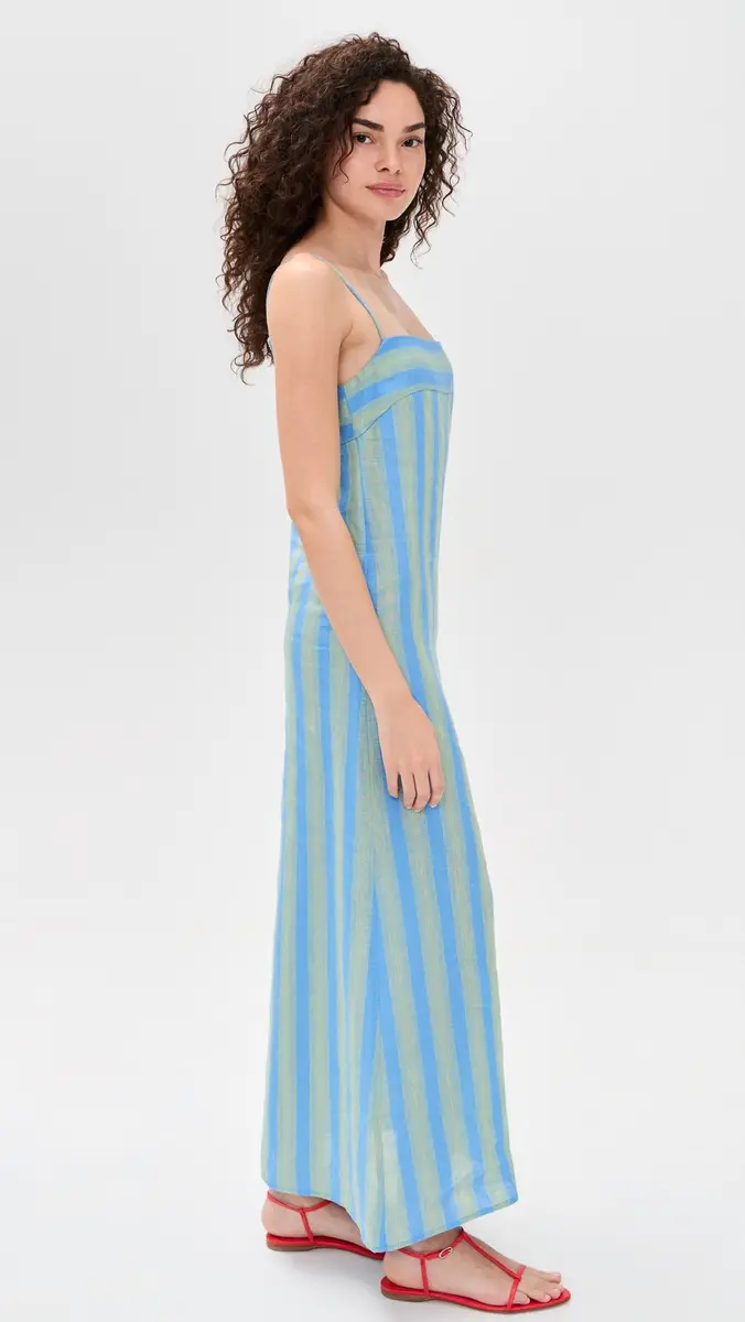 STAUD Laura Linen Dress eaport Stripe | Thumbnail 4