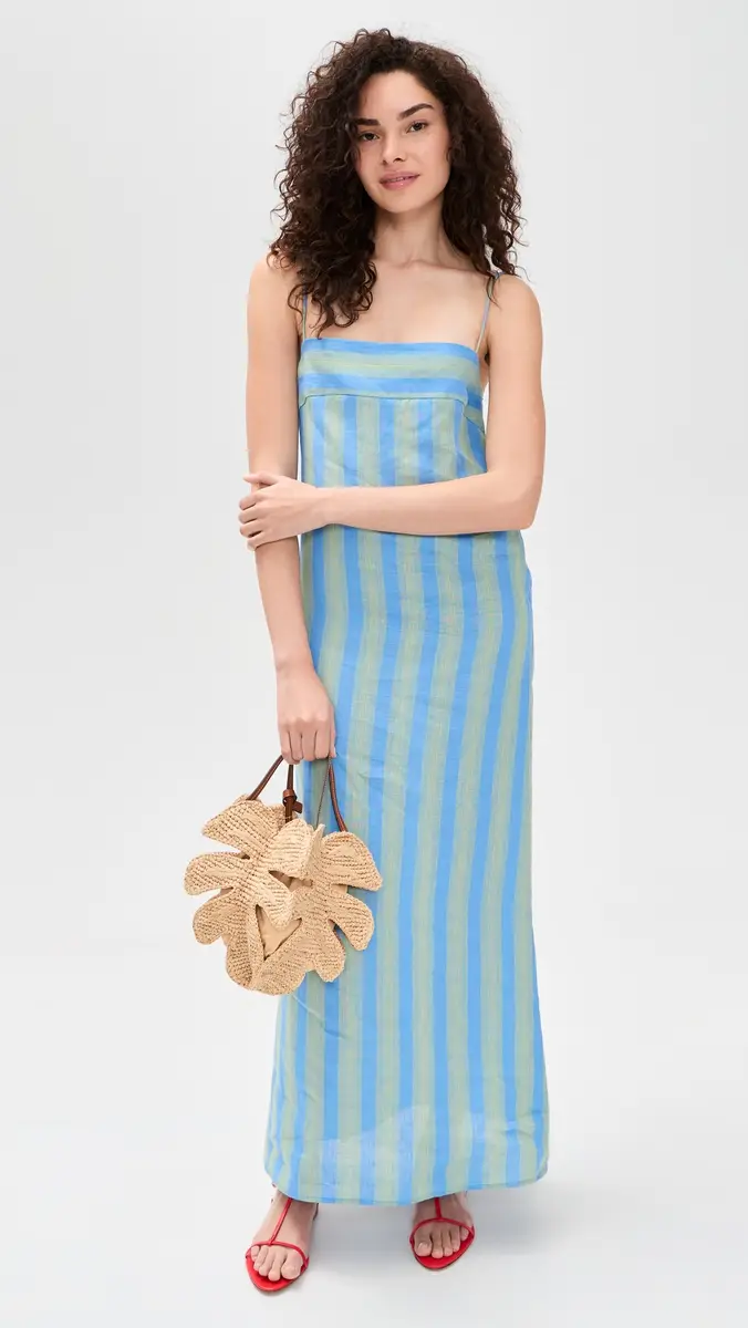 STAUD Laura Linen Dress eaport Stripe | Thumbnail 5