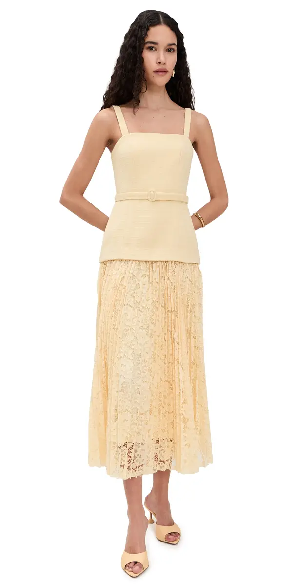 ASTR The Label ixed edia Tweed Maxi Dress Yellow | Image 1 ASTR The Label ixed edia Tweed Maxi Dress Yellow | Image 1