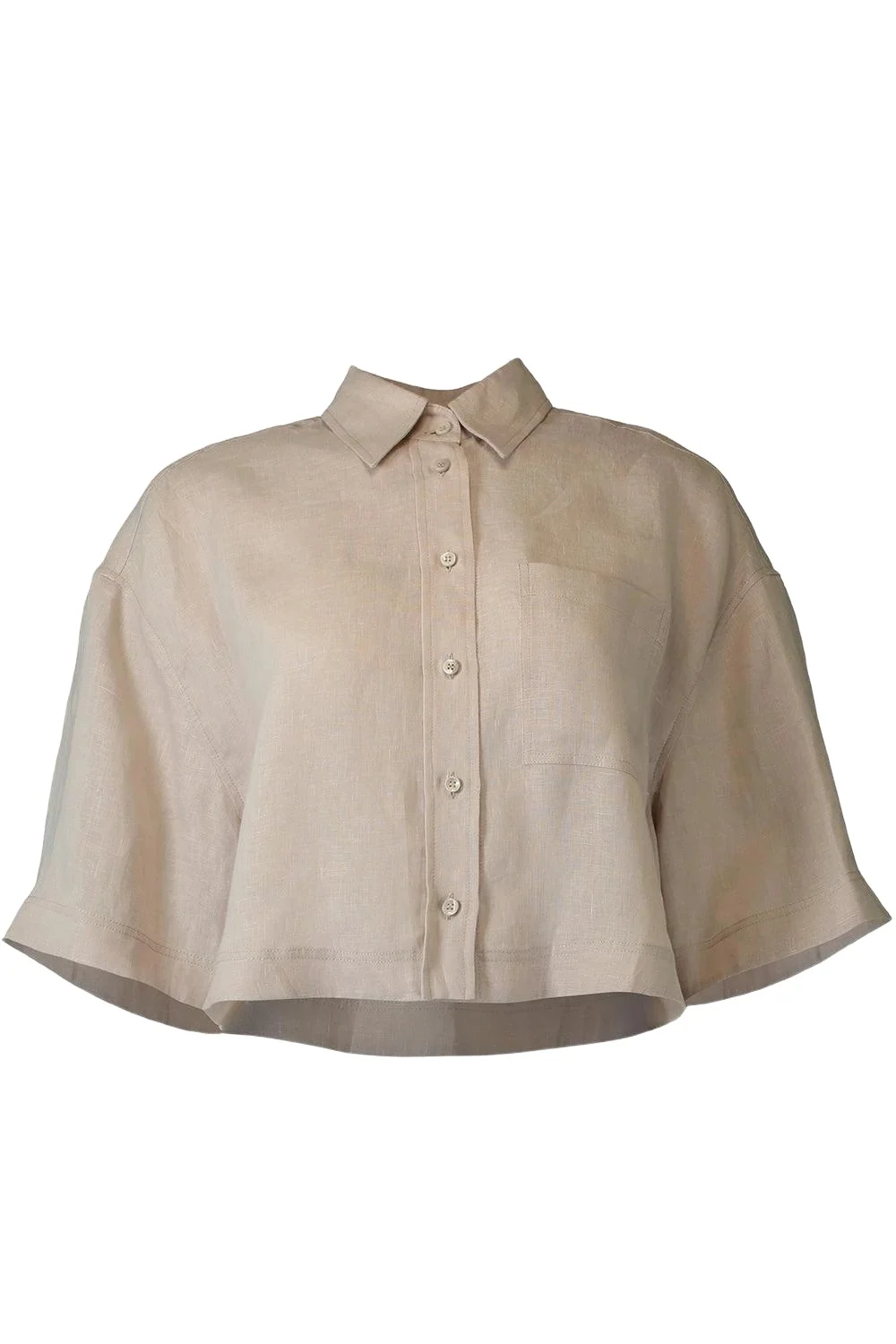 Brunello Cucinelli Short Sleeve Cropped Relax Shirt