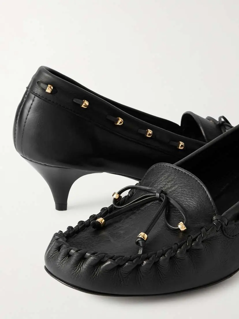 Khaite Milly Embellished Whipstitched Textured-leather Pumps | Thumbnail 4