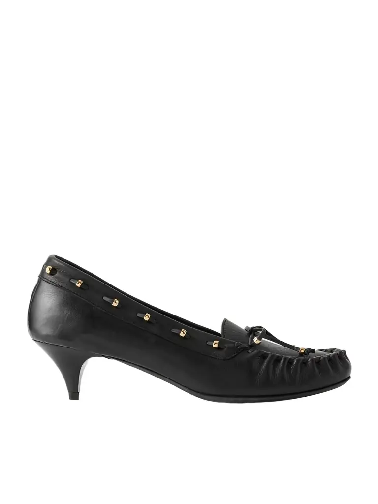 Khaite Milly Embellished Whipstitched Textured-leather Pumps | Image 1 Khaite Milly Embellished Whipstitched Textured-leather Pumps | Image 1