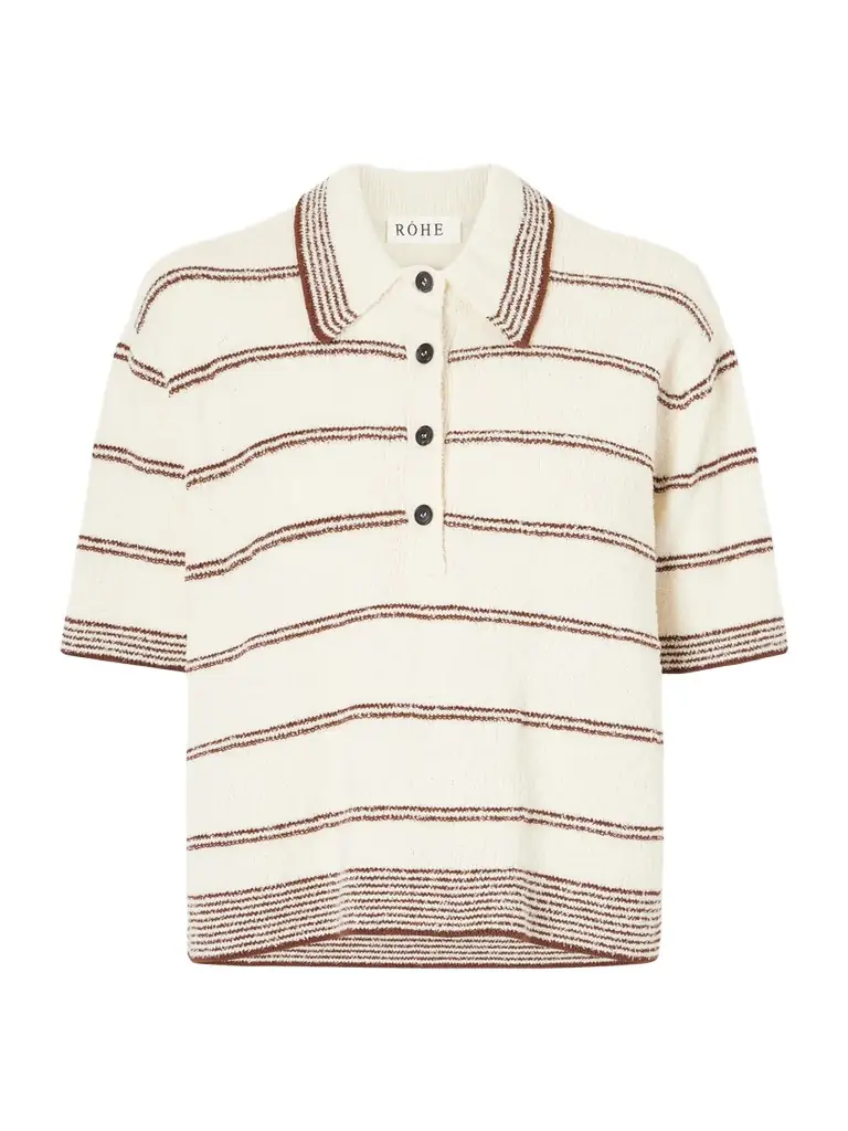 RÓHE Striped Organic Cotton-blend Terry Polo Shirt | Image 1 RÓHE Striped Organic Cotton-blend Terry Polo Shirt | Image 1