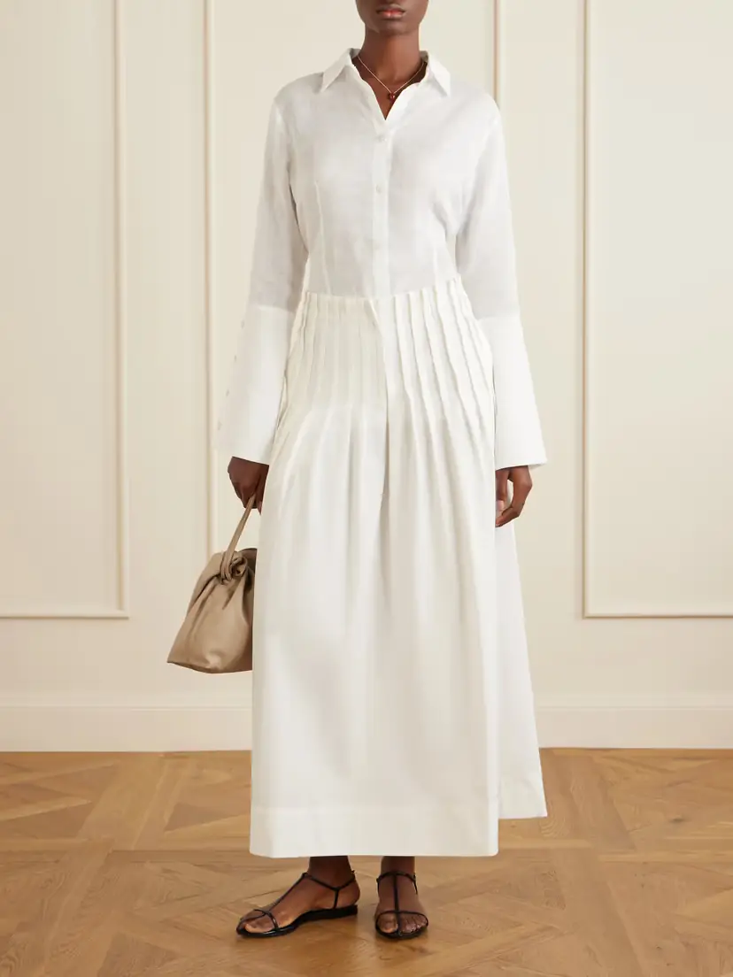 RÓHE Pleated Cotton-poplin Maxi Skirt | Thumbnail 2 RÓHE Pleated Cotton-poplin Maxi Skirt | Thumbnail 2