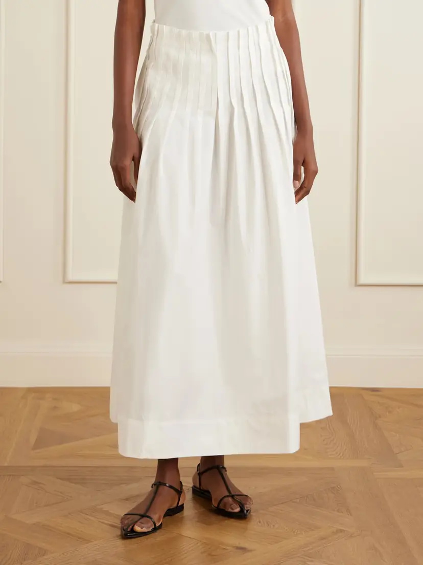 RÓHE Pleated Cotton-poplin Maxi Skirt | Thumbnail 3 RÓHE Pleated Cotton-poplin Maxi Skirt | Thumbnail 3