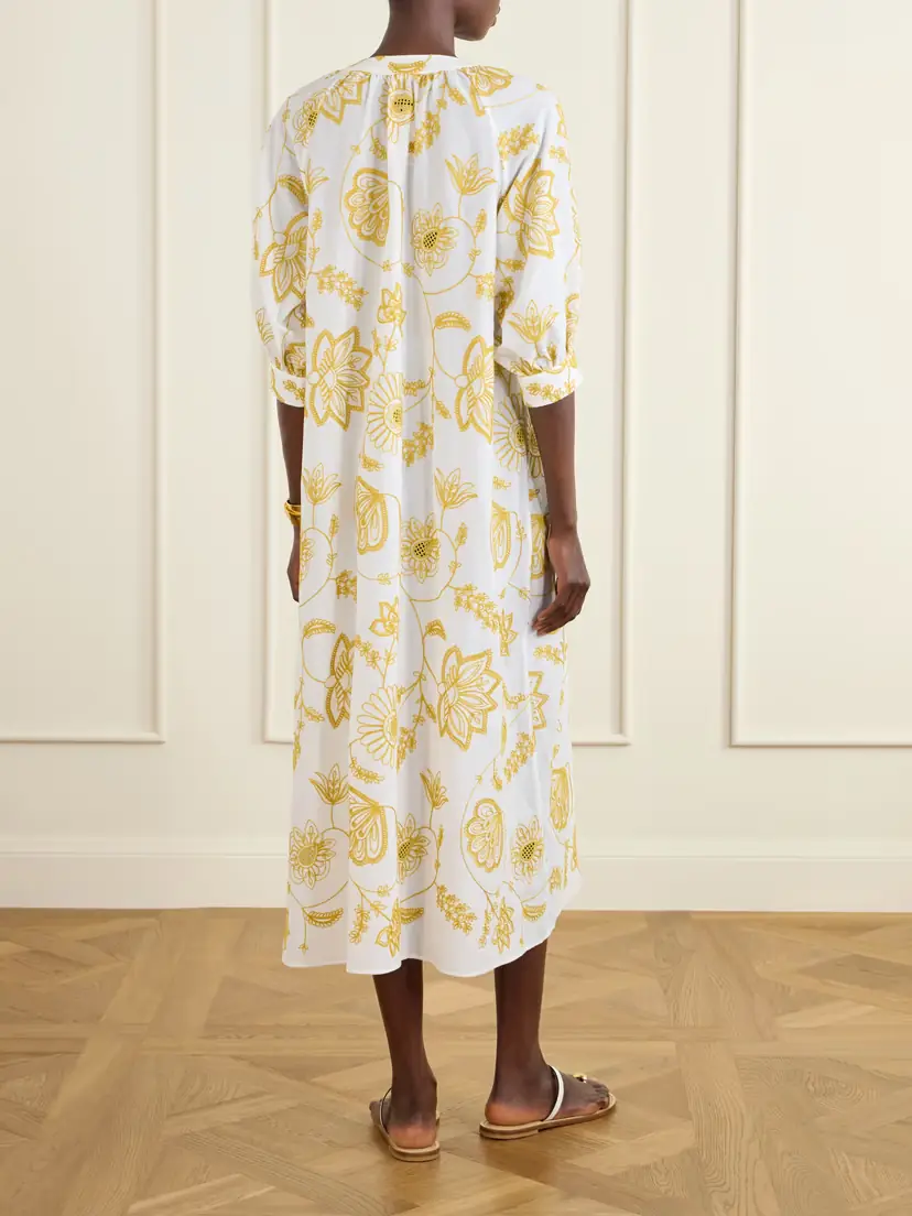 Eres Sari Anjana Belted Embroidered Cotton-blend Midi Dress | Thumbnail 3