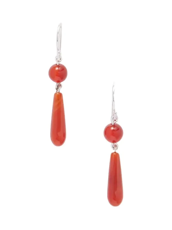 Tiny Isadore Silver And Carnelian Earrings - Red